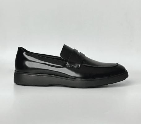 E68-Mocassin en cuir Démasquable Noir